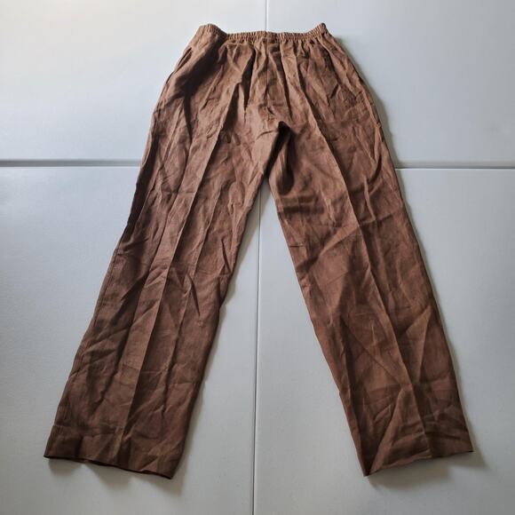 IC Collection Pants Womens Medium Linen Pull On Elastic Waist Made in USA 3474P - Picture 2 of 9